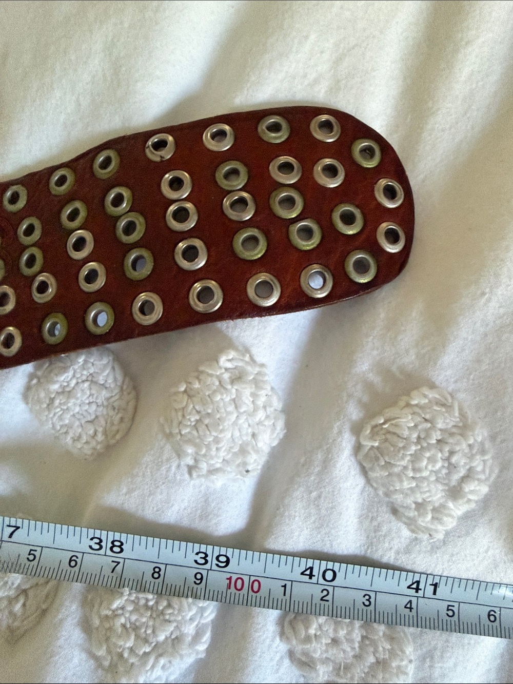 Brown Eyelet Leather Belt with Ornate Silver Buckle. - Picture 6 of 9